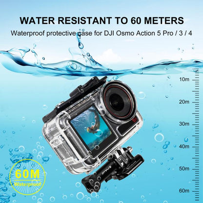 สำหรับ DJI Osmo การกระทำ 3/4 PULUZ 40 เมตรใต้น้ำกันน้ำที่อยู่อาศัยกรณีดำน้ำพร้อมรองเท้าเย็นและหัวเข็มขัดพื้นฐานเมาและสกรู, For DJI Osmo Action 3 / 4 Waterproof Case