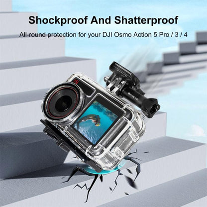 สำหรับ DJI Osmo การกระทำ 3/4 PULUZ 40 เมตรใต้น้ำกันน้ำที่อยู่อาศัยกรณีดำน้ำพร้อมรองเท้าเย็นและหัวเข็มขัดพื้นฐานเมาและสกรู, For DJI Osmo Action 3 / 4 Waterproof Case
