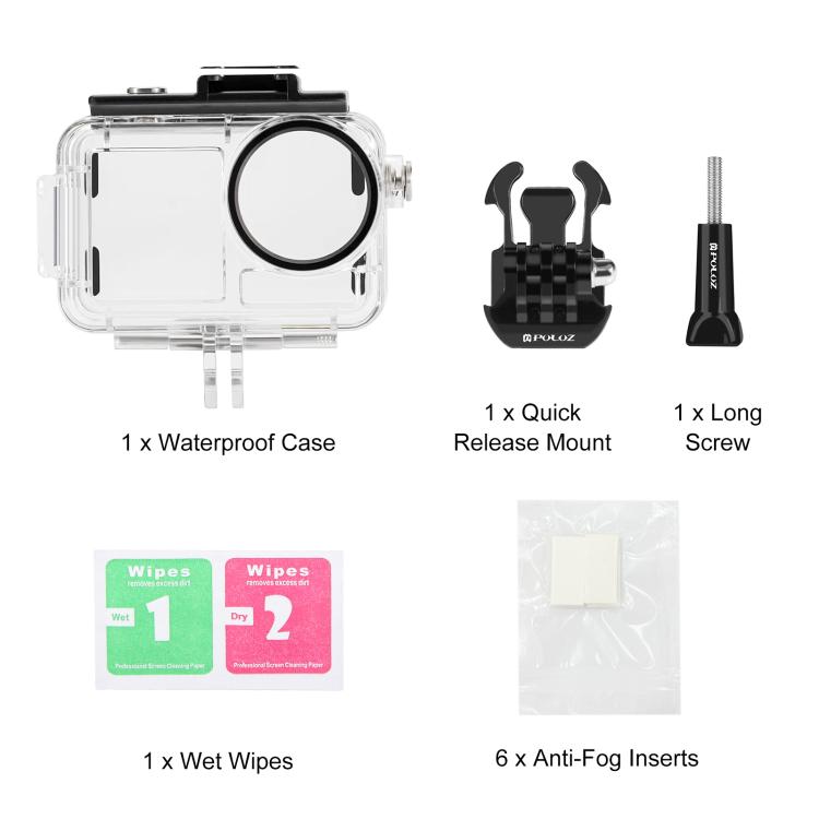 สำหรับ DJI Osmo การกระทำ 3/4 PULUZ 40 เมตรใต้น้ำกันน้ำที่อยู่อาศัยกรณีดำน้ำพร้อมรองเท้าเย็นและหัวเข็มขัดพื้นฐานเมาและสกรู, For DJI Osmo Action 3 / 4 Waterproof Case