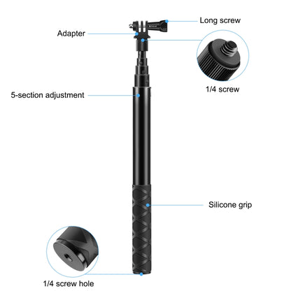 PULUZ 110 ซม.โลหะ Selfie Stick Monopod พร้อมฐานอะแดปเตอร์ที่มองไม่เห็นและสกรูสำหรับ Insta360 One RS / X2 / X3, 110cm Monopod
