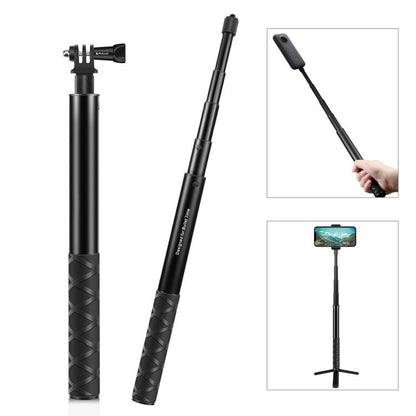 PULUZ 110 ซม.โลหะ Selfie Stick Monopod พร้อมฐานอะแดปเตอร์ที่มองไม่เห็นและสกรูสำหรับ Insta360 One RS / X2 / X3, 110cm Monopod