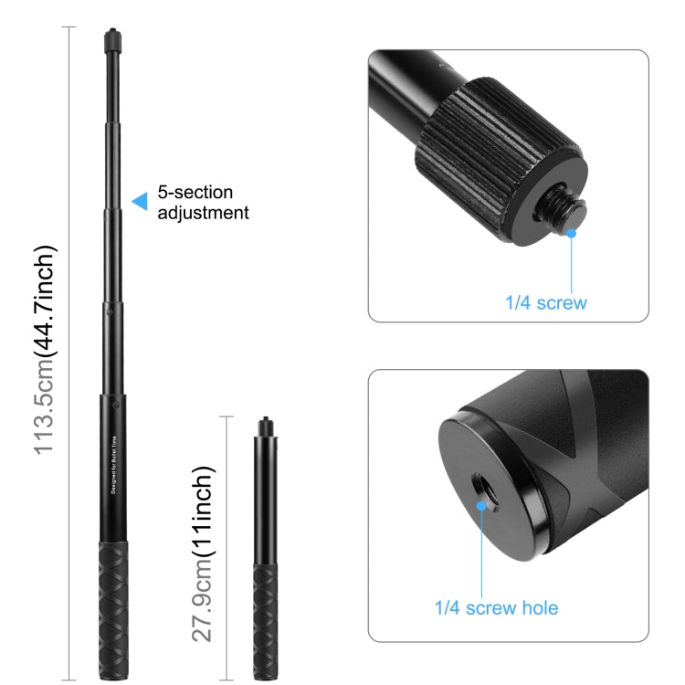 PULUZ รถจักรยานยนต์จักรยานมือจับติดตั้งกล้องยึดอะแดปเตอร์พร้อมขาตั้ง Monopod, Motorcycle Monopod Stand