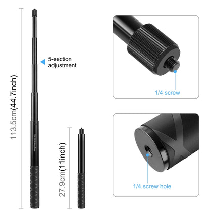 PULUZ รถจักรยานยนต์จักรยานมือจับติดตั้งกล้องยึดอะแดปเตอร์พร้อมขาตั้ง Monopod, Motorcycle Monopod Stand