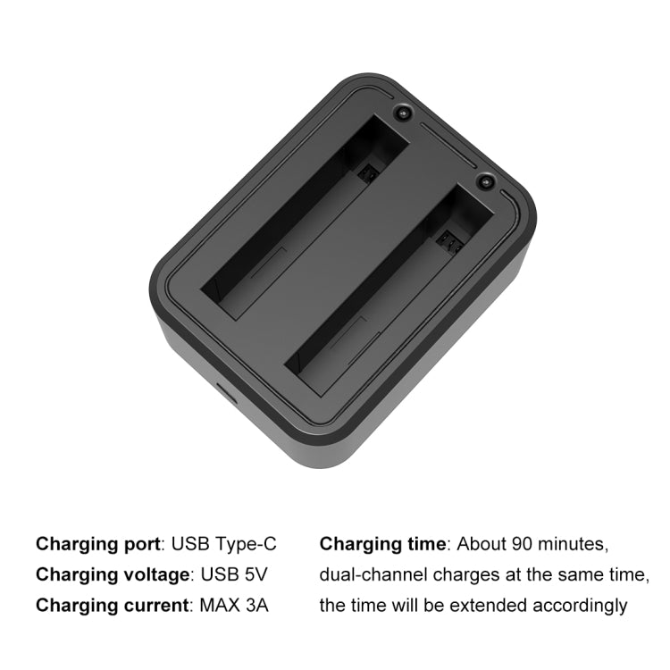 สำหรับ Insta360 X3 PULUZ USB เครื่องชาร์จแบตเตอรี่คู่พร้อมไฟแสดงสถานะ, Battery Charger