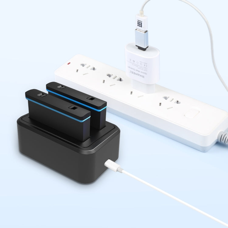 สำหรับ Insta360 X3 PULUZ USB เครื่องชาร์จแบตเตอรี่คู่พร้อมไฟแสดงสถานะ, Battery Charger