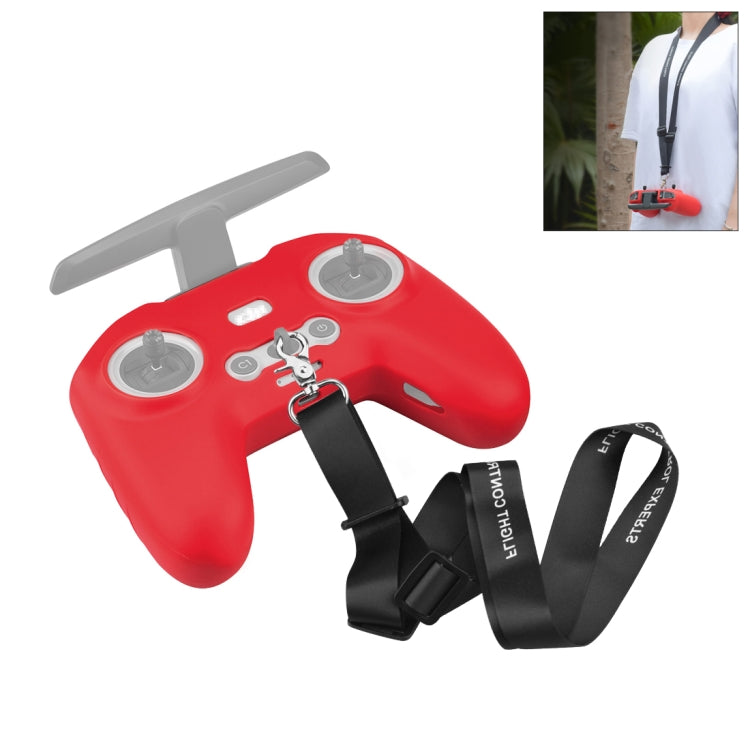 สำหรับ DJI FPV Combo รีโมทคอนโทรล PULUZ เคสป้องกันซิลิโคนพร้อมสายคล้องคอ, For DJI FPV Combo Remote Control with Neck Strap