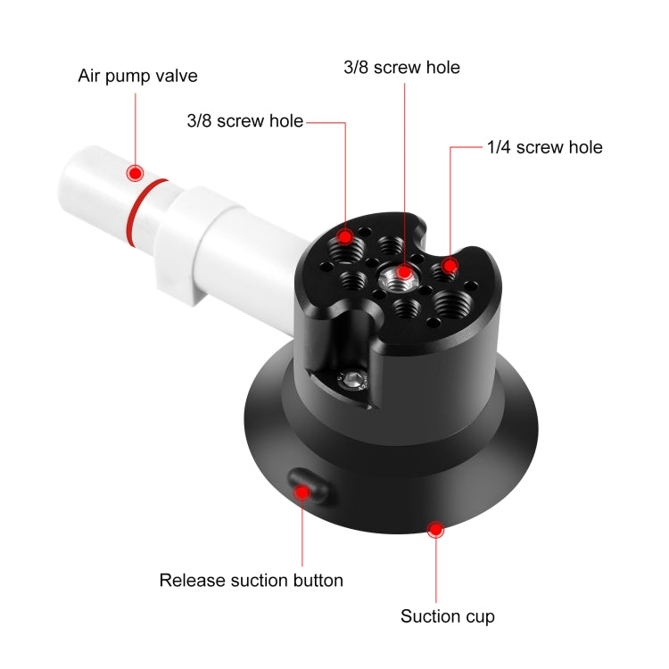 PULUZ 3 นิ้ว Car Single Pump Suction Cup Aluminium Alloy Mount, Pump Suction Cup Mount