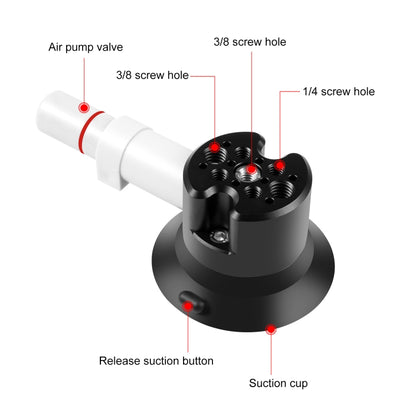 PULUZ 3 นิ้ว Car Single Pump Suction Cup Aluminium Alloy Mount, Pump Suction Cup Mount