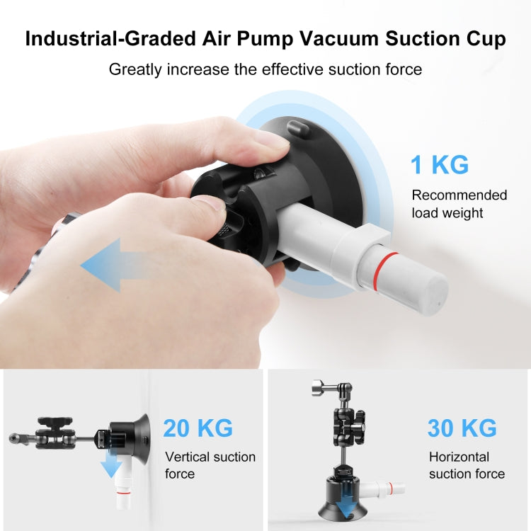 PULUZ 3 นิ้ว Car Single Pump Suction Cup Aluminium Alloy Mount, Pump Suction Cup Mount