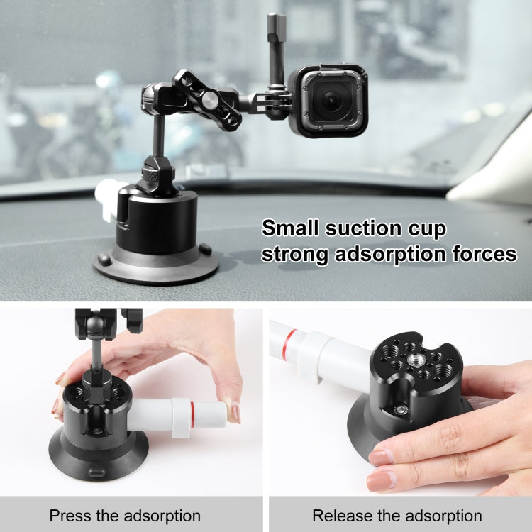 PULUZ 3 นิ้ว Car Single Pump Suction Cup Aluminium Alloy Mount, Pump Suction Cup Mount