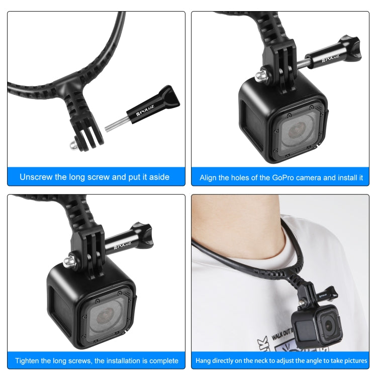 PULUZ Lazy ขายึดคอแบบปรับได้สำหรับกล้อง GoPro Action, Neck Bracket