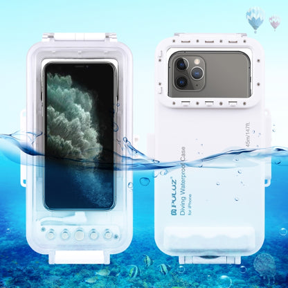 PULUZ 45 ม./147 ฟุตเคสดำน้ำกันน้ำถ่ายภาพวิดีโอถ่ายเคสใต้น้ำสำหรับ iPhone 14 Series, iPhone 13 Series, iPhone 12 Series, iPhone 11 Series, iPhone X Series, iPhone 8 และ 7, iPhone 6s, iOS 13.0 หรือ iPhone เวอร์ชันที่สูงกว่า                               ...