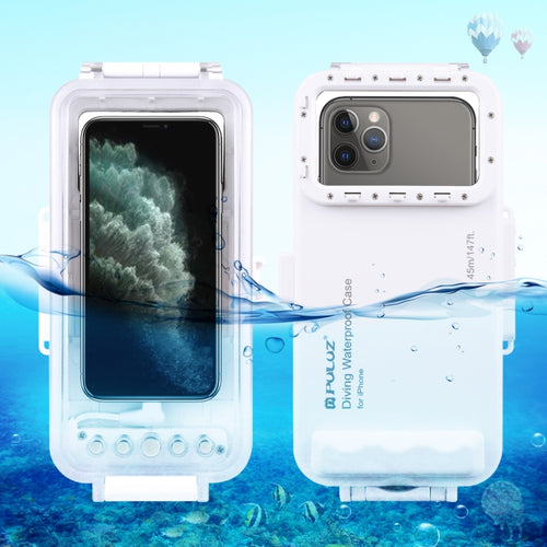 PULUZ 45 ม./147 ฟุตเคสดำน้ำกันน้ำถ่ายภาพวิดีโอถ่ายเคสใต้น้ำสำหรับ iPhone 14 Series, iPhone 13 Series, iPhone 12 Series, iPhone 11 Series, iPhone X Series, iPhone 8 และ 7, iPhone 6s, iOS 13.0 หรือ iPhone เวอร์ชันที่สูงกว่า                               ...