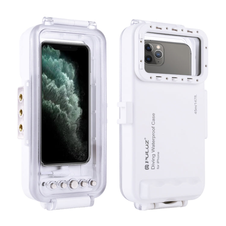 PULUZ 45 ม./147 ฟุตเคสดำน้ำกันน้ำถ่ายภาพวิดีโอถ่ายเคสใต้น้ำสำหรับ iPhone 14 Series, iPhone 13 Series, iPhone 12 Series, iPhone 11 Series, iPhone X Series, iPhone 8 และ 7, iPhone 6s, iOS 13.0 หรือ iPhone เวอร์ชันที่สูงกว่า                               ...