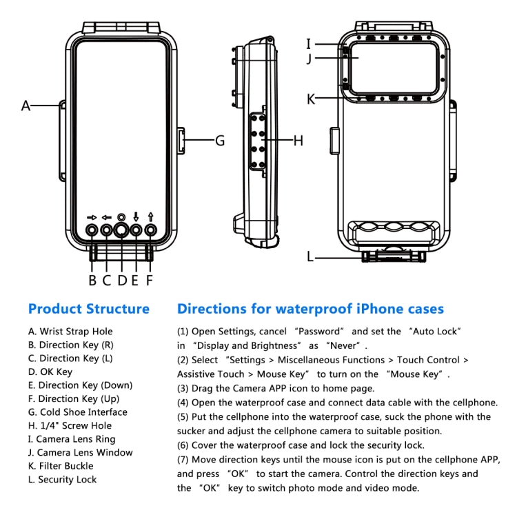 PULUZ 45 ม./147 ฟุตเคสดำน้ำกันน้ำถ่ายภาพวิดีโอถ่ายเคสใต้น้ำสำหรับ iPhone 14 Series, iPhone 13 Series, iPhone 12 Series, iPhone 11 Series, iPhone X Series, iPhone 8 และ 7, iPhone 6s, iOS 13.0 หรือ iPhone เวอร์ชันที่สูงกว่า                               ...