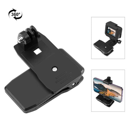PULUZ 4 in 1 360 องศาหมุนกระเป๋าเป้สะพายหลังหมวก QR คลิป Rec-mounts พร้อมชุดหนีบโทรศัพท์