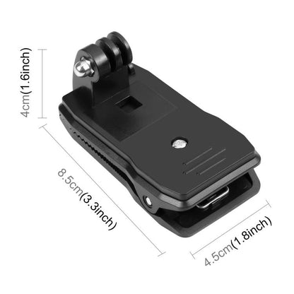 PULUZ 4 in 1 360 องศาหมุนกระเป๋าเป้สะพายหลังหมวก QR คลิป Rec-mounts พร้อมชุดหนีบโทรศัพท์