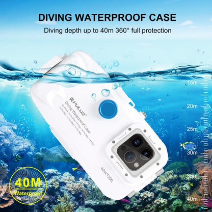 PULUZ 40m / 130ft เคสดำน้ำกันน้ำสำหรับ iPhone 14 Plus / 14 Pro Max / 13 Pro Max / 12 Pro Max / 11 Pro Max พร้อมวาล์วทางเดียวถ่ายวิดีโอถ่ายฝาครอบที่อยู่อาศัยใต้น้ำ, For iPhone 15 Pro Max / 15 Plus / 14 Plus, For iPhone 14 Plus / 14 Pro Max