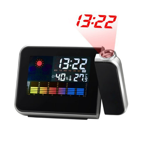 มัลติฟังก์ชั่นดิจิตอลสี LCD แสดงผล LED นาฬิกาปลุกโปรเจคเตอร์พร้อมสถานีอากาศ / อุณหภูมิ / ความชื้น / ปฏิทิน, LED Projection Alarm Clock