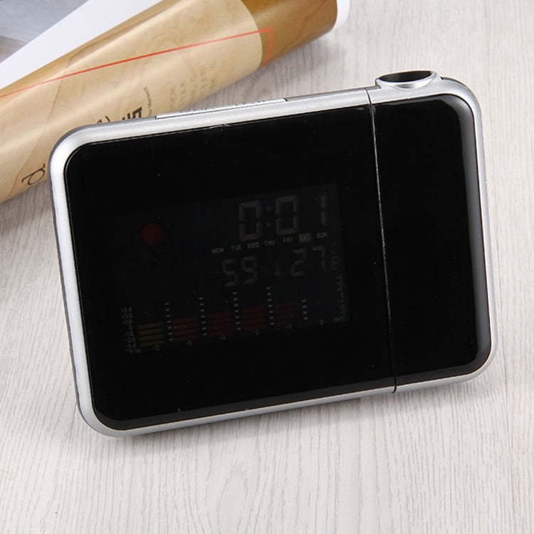 มัลติฟังก์ชั่นดิจิตอลสี LCD แสดงผล LED นาฬิกาปลุกโปรเจคเตอร์พร้อมสถานีอากาศ / อุณหภูมิ / ความชื้น / ปฏิทิน, LED Projection Alarm Clock