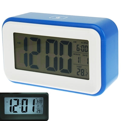 นาฬิกาปลุกหน้าจอขนาดใหญ่มัลติฟังก์ชั่นพร้อมปฏิทินและไฟ LCD และเลื่อนสัมผัส