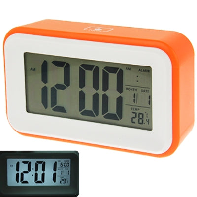 นาฬิกาปลุกหน้าจอขนาดใหญ่มัลติฟังก์ชั่นพร้อมปฏิทินและไฟ LCD และเลื่อนสัมผัส