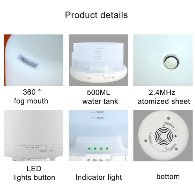 เครื่องกระจายกลิ่นหอมอัลตราโซนิคพร้อมไฟ LED สีสันสดใส (ปลั๊ก US), FU-168