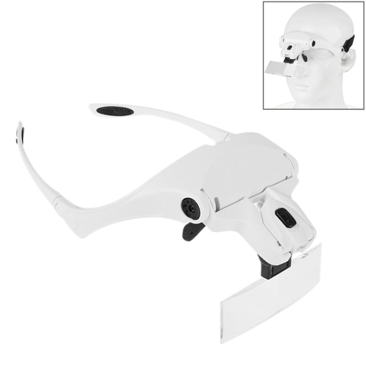 5 เลนส์ 1.0X-3.5X แว่นตา Loupe Bracket แว่นขยาย 2 ไฟ LED การขยายตาแว่นตาเครื่องมือขยาย, 5 Lens 1.0X-3.5X (White)