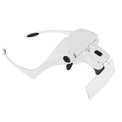 5 เลนส์ 1.0X-3.5X แว่นตา Loupe Bracket แว่นขยาย 2 ไฟ LED การขยายตาแว่นตาเครื่องมือขยาย, 5 Lens 1.0X-3.5X (White)