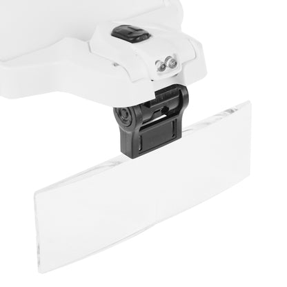 5 เลนส์ 1.0X-3.5X แว่นตา Loupe Bracket แว่นขยาย 2 ไฟ LED การขยายตาแว่นตาเครื่องมือขยาย, 5 Lens 1.0X-3.5X (White)