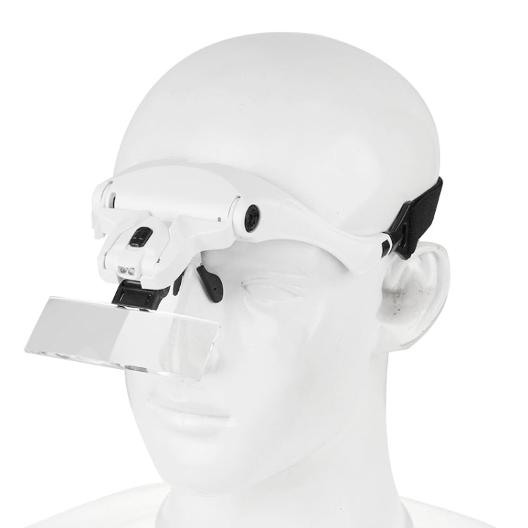 5 เลนส์ 1.0X-3.5X แว่นตา Loupe Bracket แว่นขยาย 2 ไฟ LED การขยายตาแว่นตาเครื่องมือขยาย, 5 Lens 1.0X-3.5X (White)