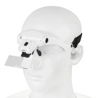 5 เลนส์ 1.0X-3.5X แว่นตา Loupe Bracket แว่นขยาย 2 ไฟ LED การขยายตาแว่นตาเครื่องมือขยาย, 5 Lens 1.0X-3.5X (White)