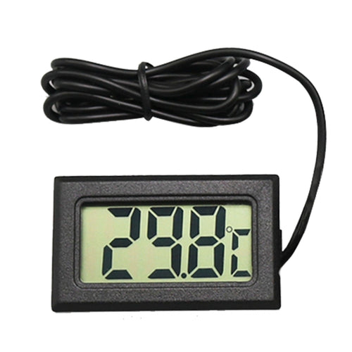 เครื่องวัดอุณหภูมิดิจิตอล LCD ขนาดเล็กสำหรับตู้เย็นช่องแช่แข็ง ขนาดเม็ดมีด 46มม. x 26.6มม. ความยาวสายเคเบิล 1ม., PT-2