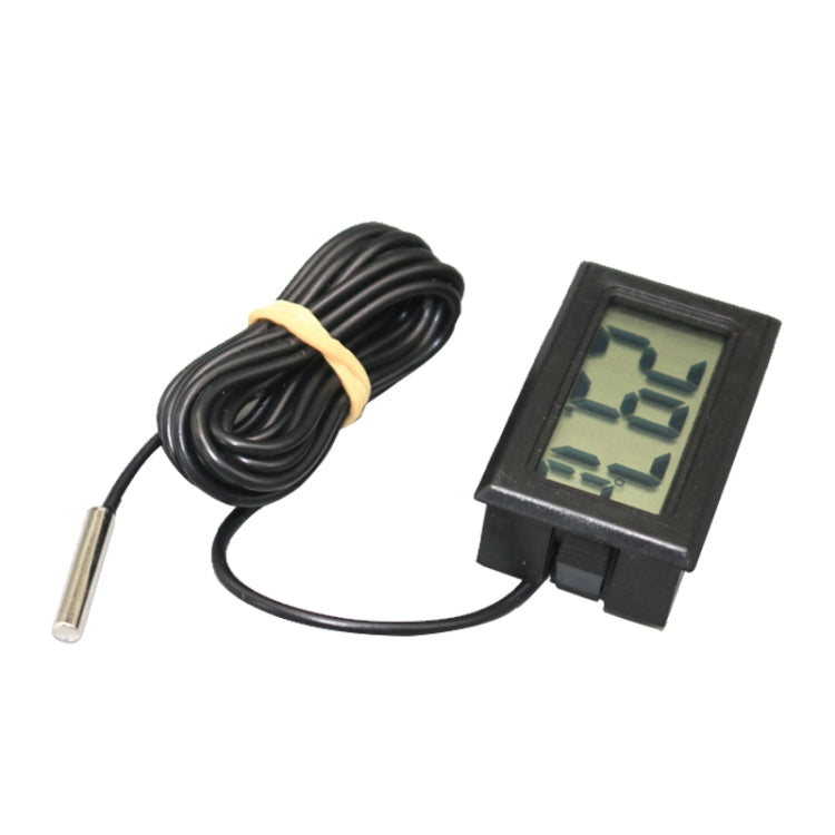 เครื่องวัดอุณหภูมิดิจิตอล LCD ขนาดเล็กสำหรับตู้เย็นช่องแช่แข็ง ขนาดเม็ดมีด 46มม. x 26.6มม. ความยาวสายเคเบิล 1ม., PT-2