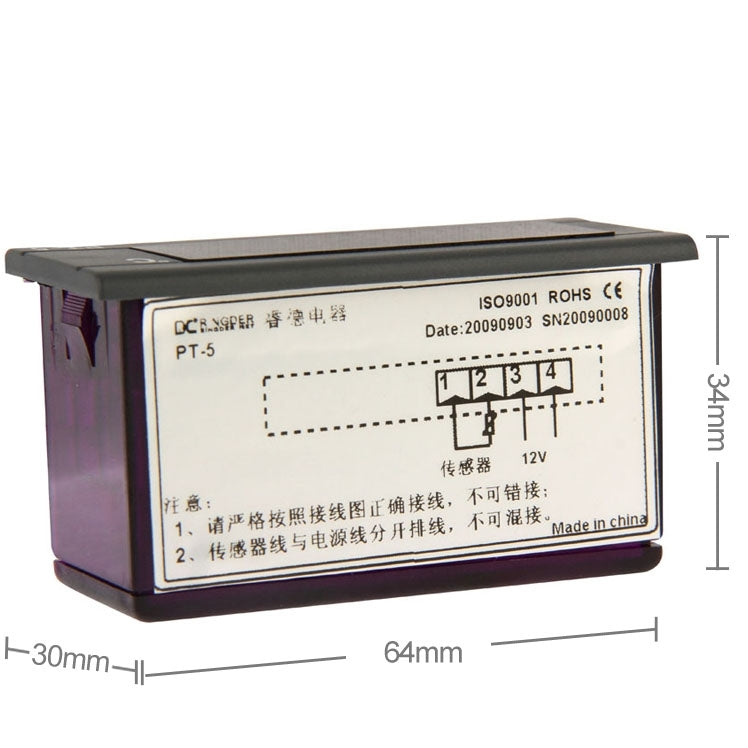 PT-5 Digital LCD Probe ตู้เย็นตู้แช่แข็งเครื่องวัดอุณหภูมิ Thermograph สำหรับตู้เย็น, อุณหภูมิ: -40 ถึง 110 องศาเซลเซียส, PT-5