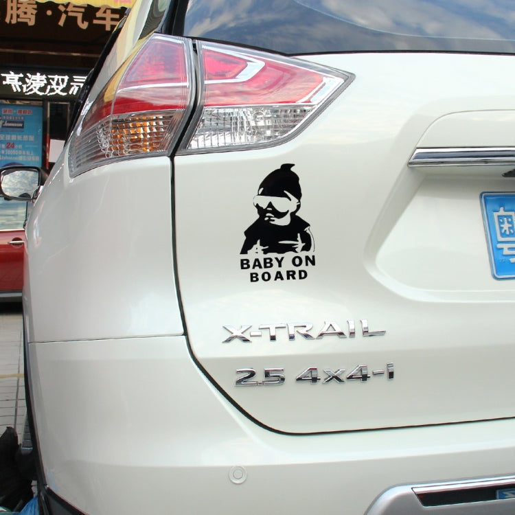 สติ๊กเกอร์ติดรถไวนิลลาย Baby On Board ขนาด: 20 ซม. x 13 ซม, Black, White