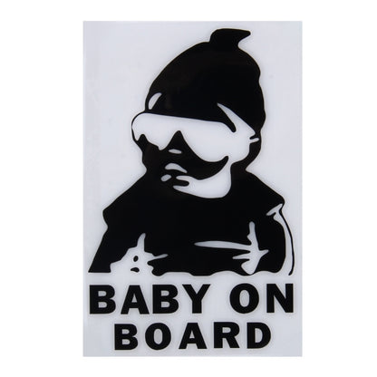 สติ๊กเกอร์ติดรถไวนิลลาย Baby On Board ขนาด: 20 ซม. x 13 ซม, Black, White
