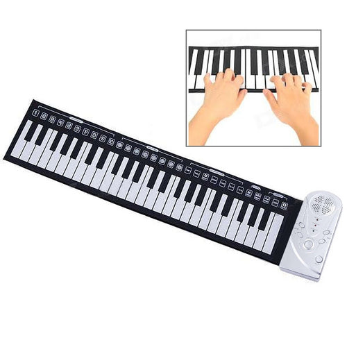 เปียโนคีย์บอร์ดนุ่ม 49 คีย์แบบพกพาแบบม้วนขึ้น, 49 Standard Keys  White