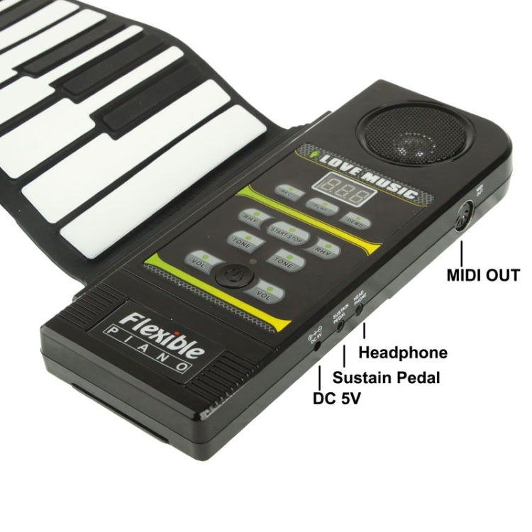 เปียโนม้วนขึ้นแบบซิลิโคน MIDI แบบพกพา 88 คีย์, คีย์บอร์ด: 133 x 14.2 x 0.6 ซม., 88 Keys Roll Up Piano