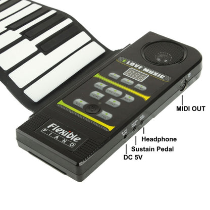 เปียโนม้วนขึ้นแบบซิลิโคน MIDI แบบพกพา 88 คีย์, คีย์บอร์ด: 133 x 14.2 x 0.6 ซม., 88 Keys Roll Up Piano