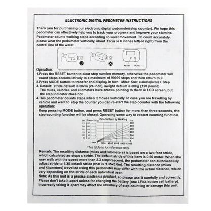 เครื่องนับก้าวนับก้าวอิเล็กทรอนิกส์แบบดิจิตอลมัลติฟังก์ชั่น, Step Counter