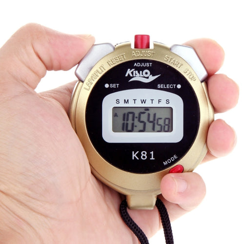 KISLO K81 นาฬิกาจับเวลา Professional Chronograph Handheld Digital LCD กีฬาเครื่องนับถอยหลังพร้อมสายคล้อง, K81