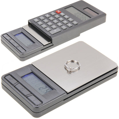 2 in 1 กระเป๋าอิเล็กทรอนิกส์ 1000g x 0.1g เครื่องประดับ Digital Scale Balance + เครื่องคิดเลขพร้อมตัวเลขจอแสดงผล LCD, 1000g x 0.1g