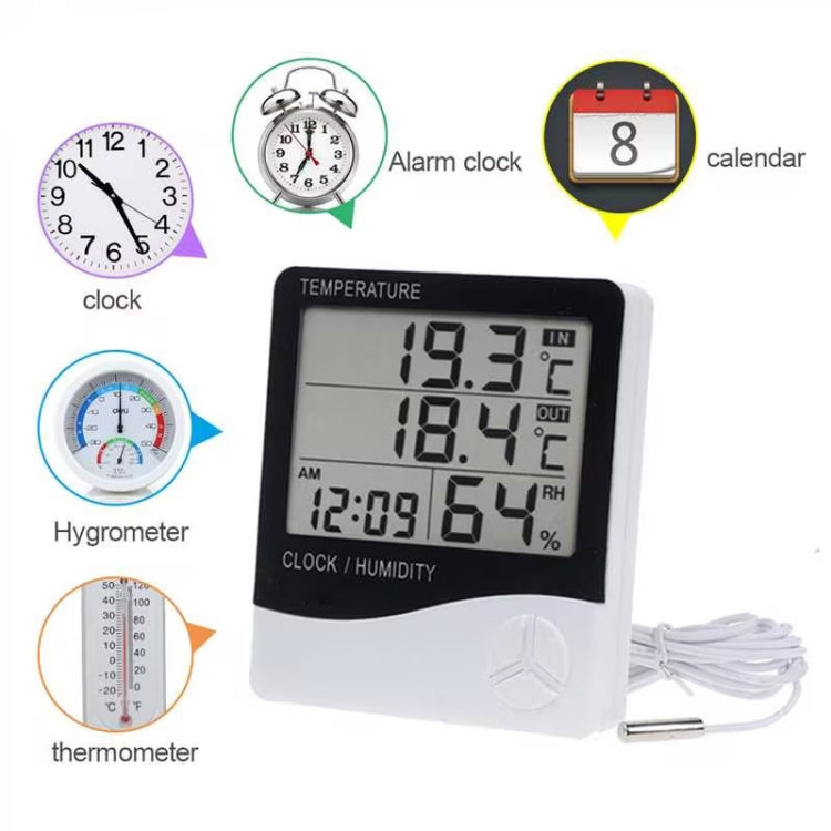 THC-03A กลางแจ้ง / ในร่ม LCD เครื่องวัดอุณหภูมิอิเล็กทรอนิกส์ดิจิตอลเครื่องวัดความชื้นสัมพัทธ์นาฬิกาปลุก, THC-03A