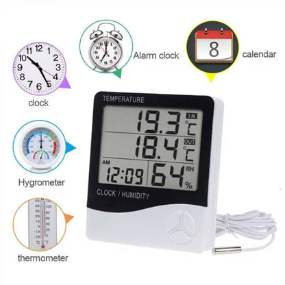 THC-03A กลางแจ้ง / ในร่ม LCD เครื่องวัดอุณหภูมิอิเล็กทรอนิกส์ดิจิตอลเครื่องวัดความชื้นสัมพัทธ์นาฬิกาปลุก, THC-03A