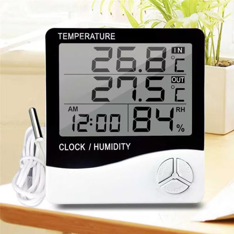 THC-03A กลางแจ้ง / ในร่ม LCD เครื่องวัดอุณหภูมิอิเล็กทรอนิกส์ดิจิตอลเครื่องวัดความชื้นสัมพัทธ์นาฬิกาปลุก, THC-03A