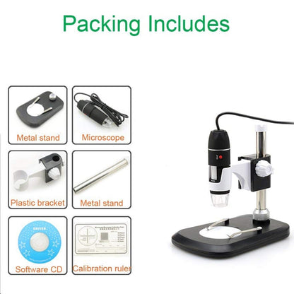 DMS-MDS800 40X-800X แว่นขยาย 2.0MP เซ็นเซอร์รับภาพกล้องจุลทรรศน์ดิจิตอล USB พร้อมไฟ LED 8 ดวงและขาตั้งแบบมืออาชีพ, 40X-800X