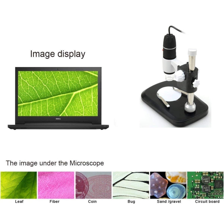 DMS-MDS800 40X-800X แว่นขยาย 2.0MP เซ็นเซอร์รับภาพกล้องจุลทรรศน์ดิจิตอล USB พร้อมไฟ LED 8 ดวงและขาตั้งแบบมืออาชีพ, 40X-800X