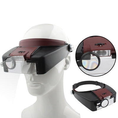 แว่นขยายแบบคาดศีรษะ 1.5X / 3X / 8.5X / 10X พร้อมไฟ LED 2 ดวง, MG81007-A(Brown), MG81007-A(Grey)