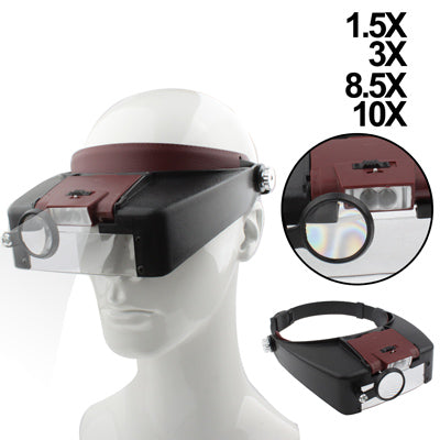 แว่นขยายแบบคาดศีรษะ 1.5X / 3X / 8.5X / 10X พร้อมไฟ LED 2 ดวง, MG81007-A(Brown), MG81007-A(Grey)